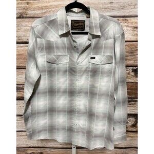 Howler Bros Shirt Mens Small Gray Plaid H Bar B Tech Western Long Sleeve Snap